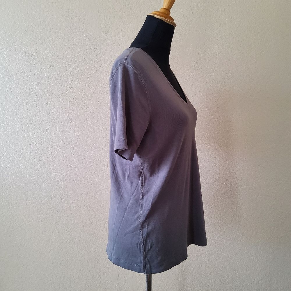 Three Dots Ribbed Oversized V-Neck Knit Tee T-Shirt M Grey New - Picture 3 of 7